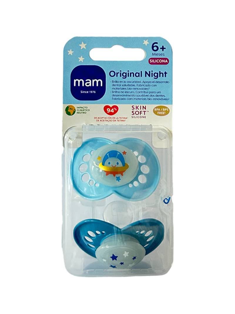Imagen de Chupete silicona fisiologico mam original night + 6 meses a pack doble