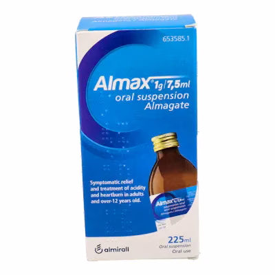 ALMAX 1g/7,5 ml SUSPENSION ORAL , 1 frasco de 225 ml