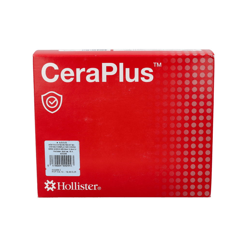 Imagen de Apositos bolsa ostomia de resina sintetica con aro y microporo conform 2 ceraplus convexa borde adhesivo 5 unidades 13-38 mm con aro 55 mm