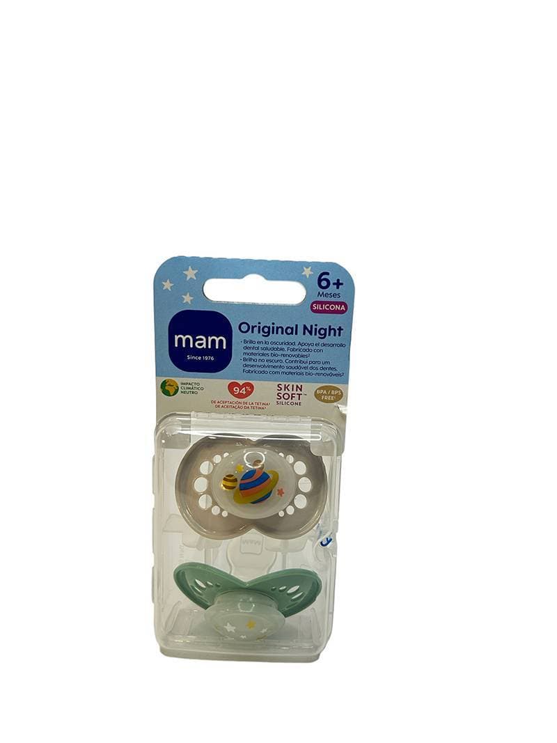 Imagen de Chupete silicona mam original night + 6 meses n pack doble