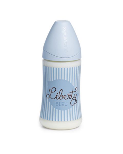 Biberon Suavinex Latex Boca Ancha Tetina 3 Posiciones 270 ml Azul