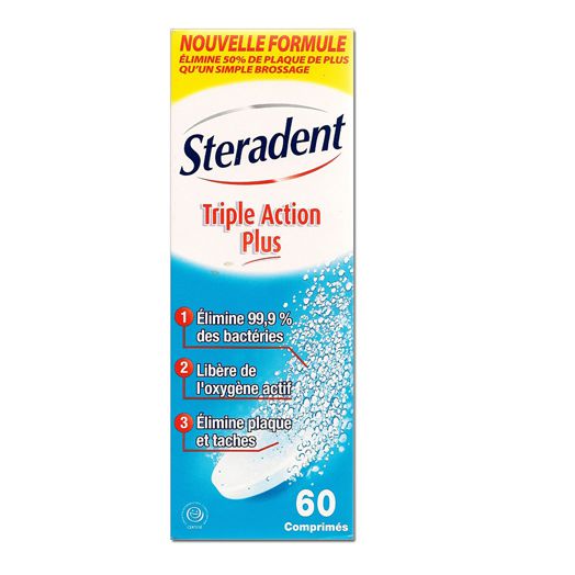 Steradent Triple Accion Plus Limpieza Protesis Dental 90 Comprimidos