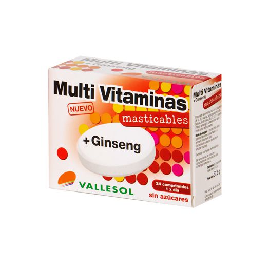 Vallesol Multivitaminas Y Ginseng 24 Comprimidos Masticables