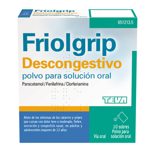 FRIOLGRIP DESCONGESTIVO POLVO PARA SOLUCIÓN ORAL , 10 sobres