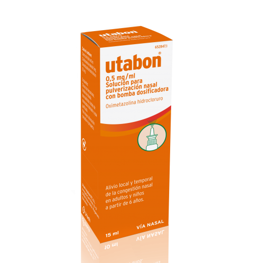 UTABON 0,5 mg/ml SOLUCION PARA PULVERIZACION NASAL CON BOMBA DOSIFICADORA, 1 envase pulverizador de 15 ml