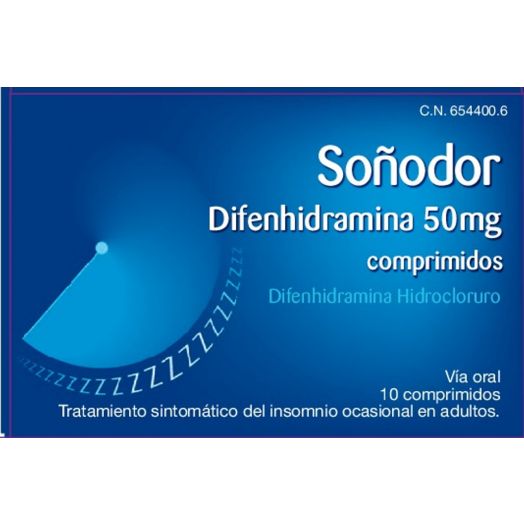 SOÑODOR DIFENHIDRAMINA 50 mg COMPRIMIDOS , 10 comprimidos