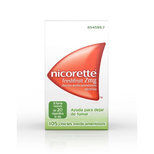 NICORETTE FRESHFRUIT 2 mg CHICLES MEDICAMENTOSOS, 105 chicles