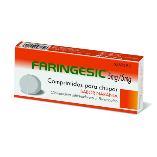 FARINGESIC 5 mg/5 mg COMPRIMIDOS PARA CHUPAR SABOR NARANJA, 20 comprimidos