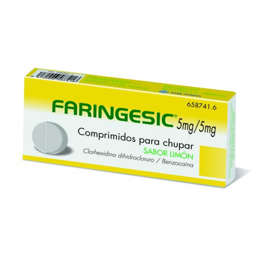 FARINGESIC 5 mg/5 mg COMPRIMIDOS PARA CHUPAR SABOR LIMON, 20 comprimidos
