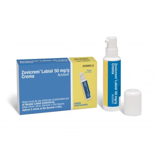 ZOVICREM LABIAL 50 mg/g CREMA, 1 frasco de 2 g