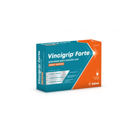 VINCIGRIP FORTE  GRANULADO PARA SOLUCION ORAL SABOR NARANJA, 10 sobres