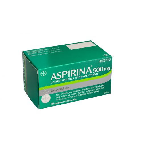 ASPIRINA 500 mg COMPRIMIDOS EFERVESCENTES , 20 comprimidos