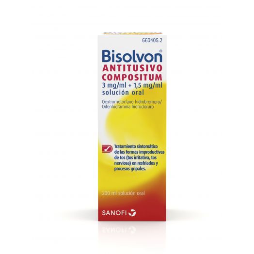 BISOLVON ANTITUSIVO COMPOSITUM 3 mg/ml + 1,5 mg/ml SOLUCION ORAL , 1 frasco de 200 ml