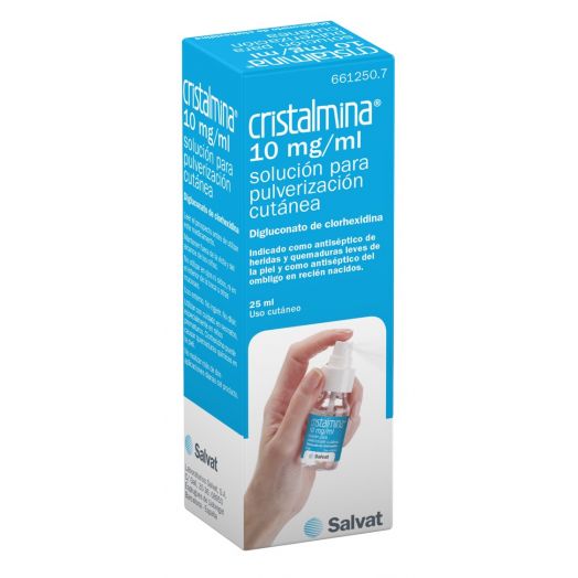 CRISTALMINA 10 mg/ml SOLUCION PARA PULVERIZACION CUTANEA, 1 frasco de 25 ml