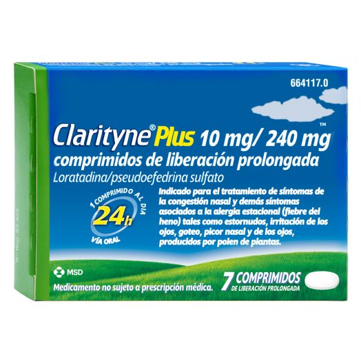 CLARITYNE PLUS 10mg/240mg COMPRIMIDOS DE LIBERACION PROLONGADA , 7 comprimidos