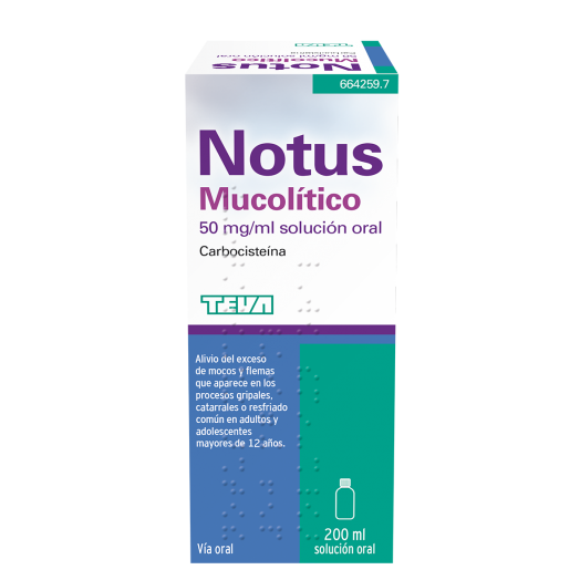 NOTUS MUCOLÍTICO 50 MG/ML SOLUCIÓN ORAL , 1 frasco de 200 ml