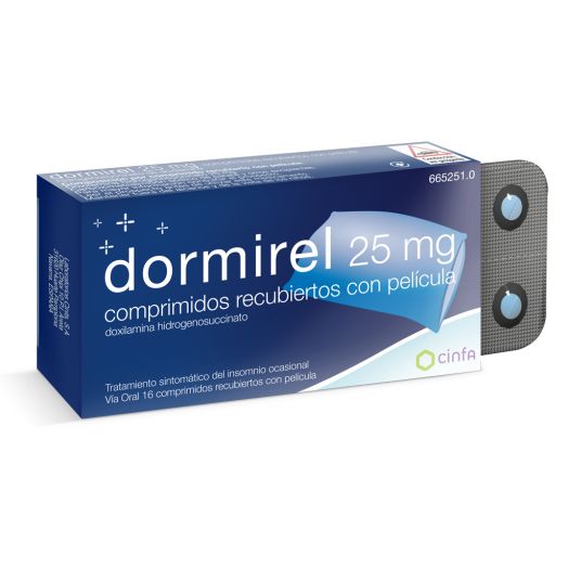 DORMIREL 25 mg COMPRIMIDOS RECUBIERTOS CON PELICULA, 16 comprimidos