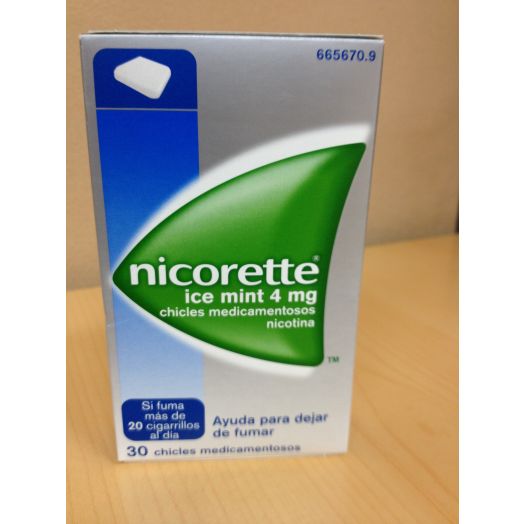 NICORETTE ICE MINT 4 mg CHICLES MEDICAMENTOSOS, 30 chicles