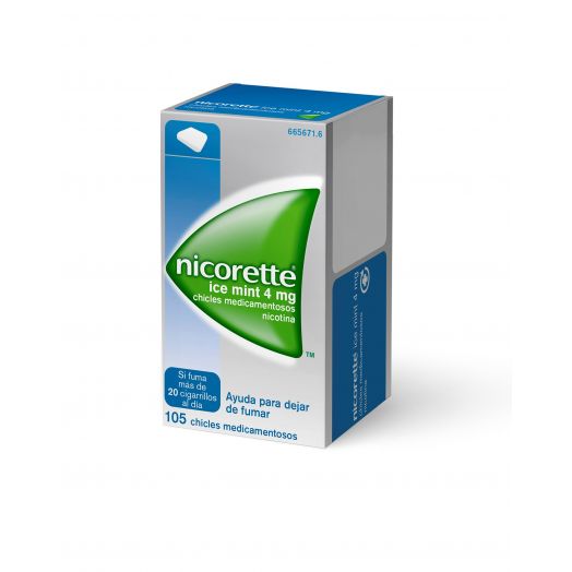 NICORETTE ICE MINT 4 mg CHICLES MEDICAMENTOSOS, 105 chicles