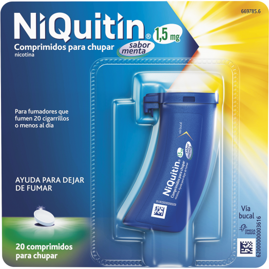 NIQUITIN 1,5 mg COMPRIMIDOS PARA CHUPAR SABOR MENTA , 20 comprimidos