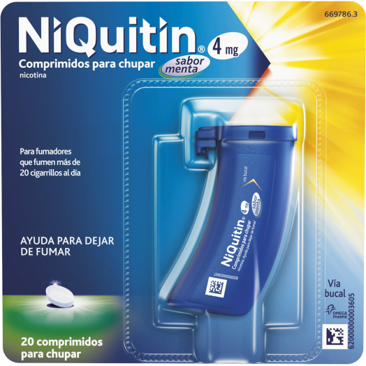 NIQUITIN 4 mg COMPRIMIDOS PARA CHUPAR SABOR MENTA, 20 comprimidos