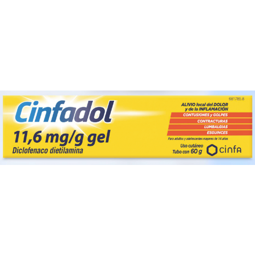 CINFADOL DICLOFENACO 11,6 MG/G GEL , 1 tubo de 60 g