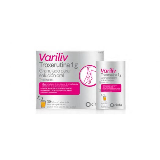 VARILIV TROXERUTINA 1 g GRANULADO PARA SOLUCION ORAL , 30 sobres