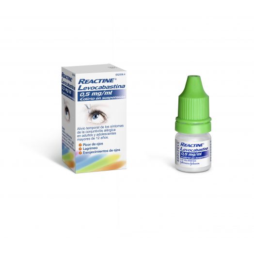 REACTINE LEVOCABASTINA 0,5mg/ml COLIRIO EN SUSPENSION , 1 frasco de 4 ml