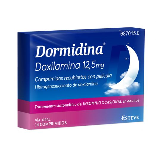 DORMIDINA DOXILAMINA 12,5 mg COMPRIMIDOS RECUBIERTOS CON PELICULA , 14 comprimidos