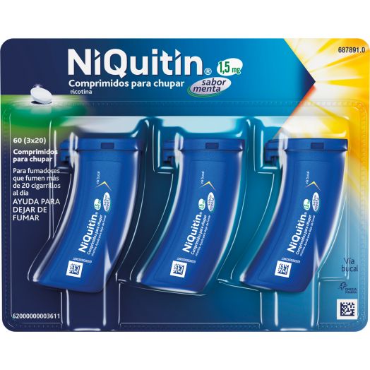 NIQUITIN 1,5 mg COMPRIMIDOS PARA CHUPAR SABOR MENTA , 60 comprimidos