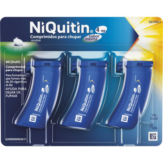 NIQUITIN 4 mg COMPRIMIDOS PARA CHUPAR SABOR MENTA, 60 comprimidos