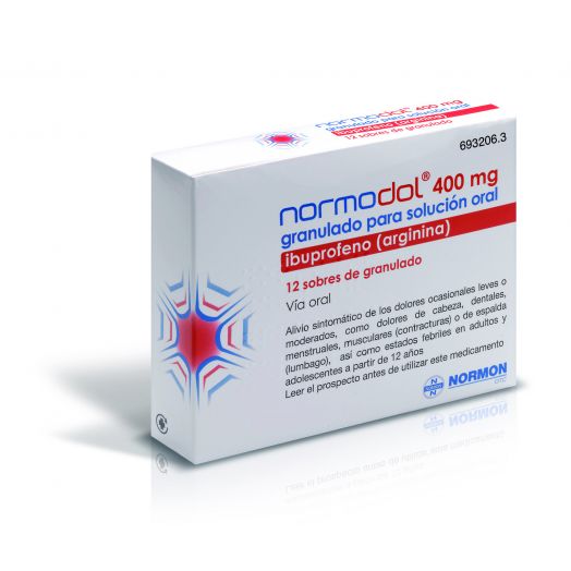 NORMODOL 400 mg GRANULADO PARA SOLUCION ORAL EFG, 12 sobres