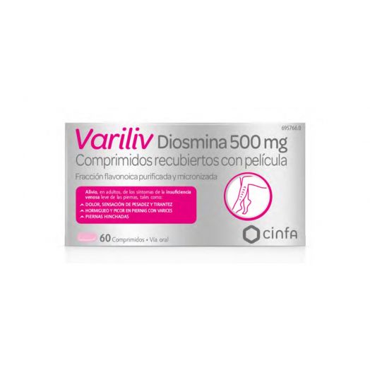 VARILIV DIOSMINA 500 MG COMPRIMIDOS RECUBERTOS CON PELICULA , 60 comprimidos