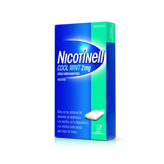 NICOTINELL COOL MINT 2 mg CHICLE MEDICAMENTOSO, 12 chicles