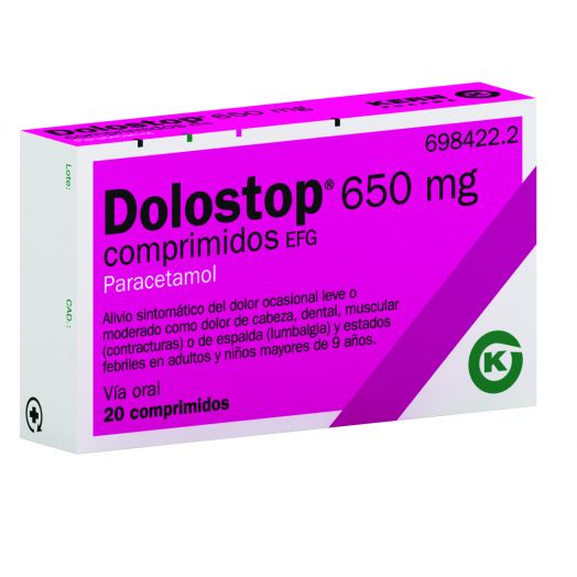DOLOSTOP 650 MG COMPRIMIDOS , 20 comprimidos