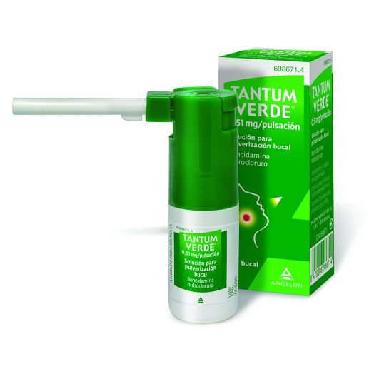 TANTUM VERDE 0,51 MG/PULSACION SOLUCION PARA PULVERIZACION BUCAL , frasco de 15 ml