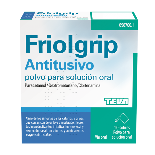 FRIOLGRIP ANTITUSIVO POLVO PARA SOLUCION ORAL , 10 sobres