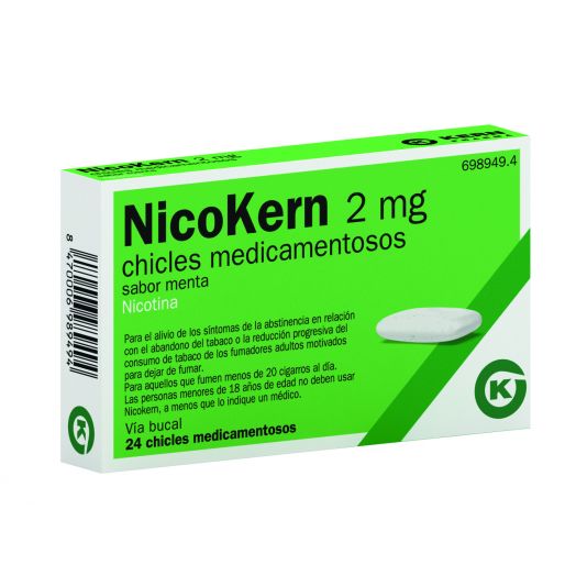 NICOKERN 2 MG CHICLES MEDICAMENTOSOS SABOR MENTA , 24 chicles (PVC/PE/PVDC/AL)
