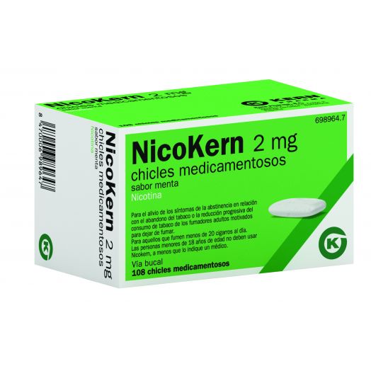 NICOKERN 2 MG CHICLES MEDICAMENTOSOS SABOR MENTA , 108 chicles (PVC/PE/PVDC/AL)