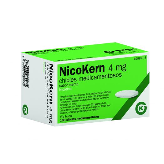NICOKERN 4 MG CHICLES MEDICAMENTOSOS SABOR MENTA , 108 chicles (PVC/PE/PVDC/AL)