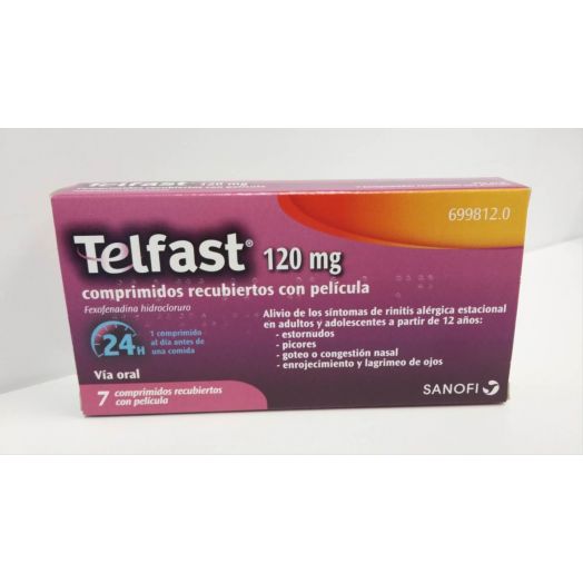TELFAST 120 mg COMPRIMIDOS RECUBIERTOS CON PELICULA , 7 comprimidos