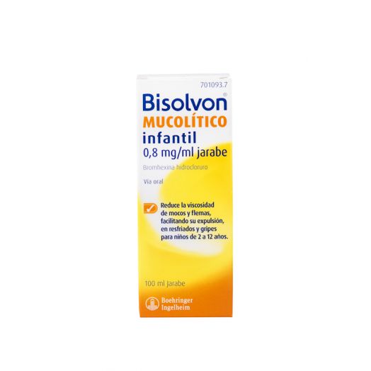 BISOLVON MUCOLITICO INFANTIL 0,8 MG/ML JARABE , frasco de 100 ml