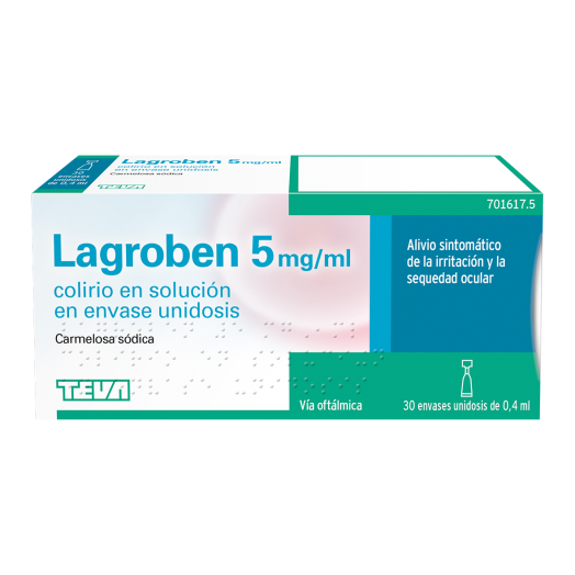 LAGROBEN 5 MG/ML COLIRIO EN SOLUCION EN ENVASE UNIDOSIS , 30 envases de 0,4 ml