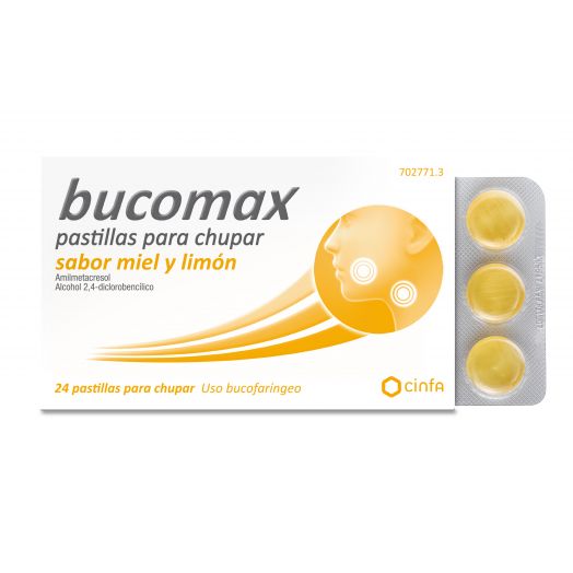 BUCOMAX PASTILLAS PARA CHUPAR SABOR MIEL Y LIMON , 24 pastillas