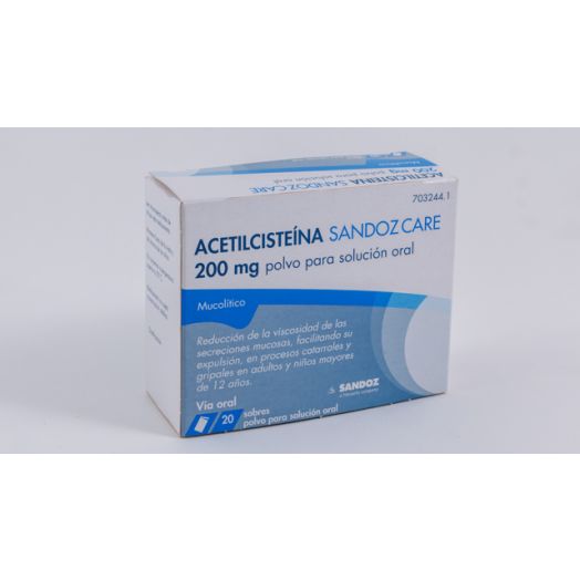 ACETILCISTEINA SANDOZ CARE 200 mg POLVO PARA SOLUCIÓN ORAL , 20 sobres