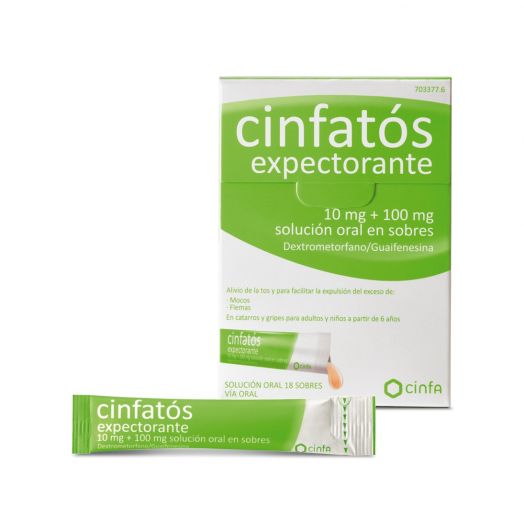 CINFATOS EXPECTORANTE   10 mg + 100 mg solución oral en sobres , 18 sobres