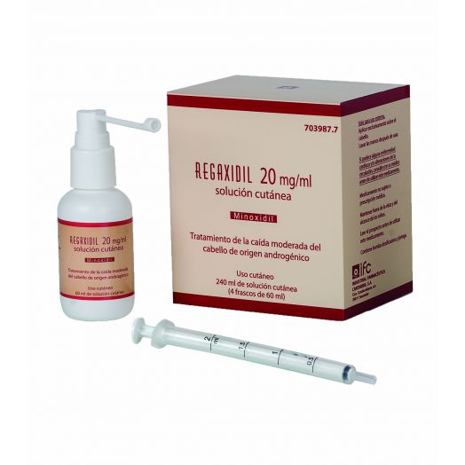 REGAXIDIL 20 mg/ml SOLUCION CUTANEA , 240 ml (4 frascos de 60 ml)