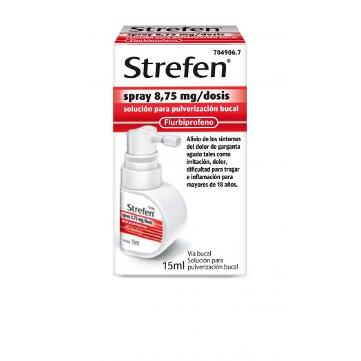 STREFEN SPRAY 8,75 MG/DOSIS SOLUCION PARA PULVERIZACION BUCAL SABOR MENTA , 15 ml