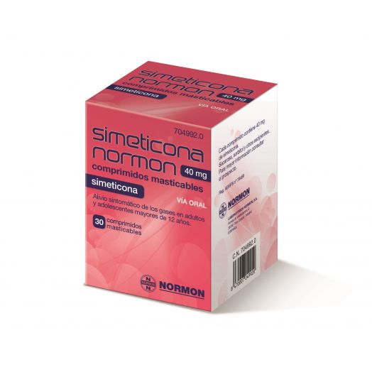 SIMETICONA NORMON 40 MG COMPRIMIDOS MASTICABLES , 30 comprimidos
