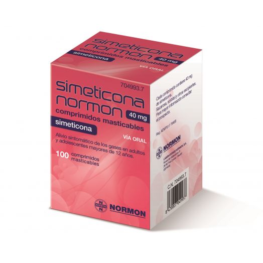 SIMETICONA NORMON 40 MG COMPRIMIDOS MASTICABLES , 100 comprimidos